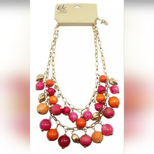 Erica Lyons Gold and Orange Beaded Necklace